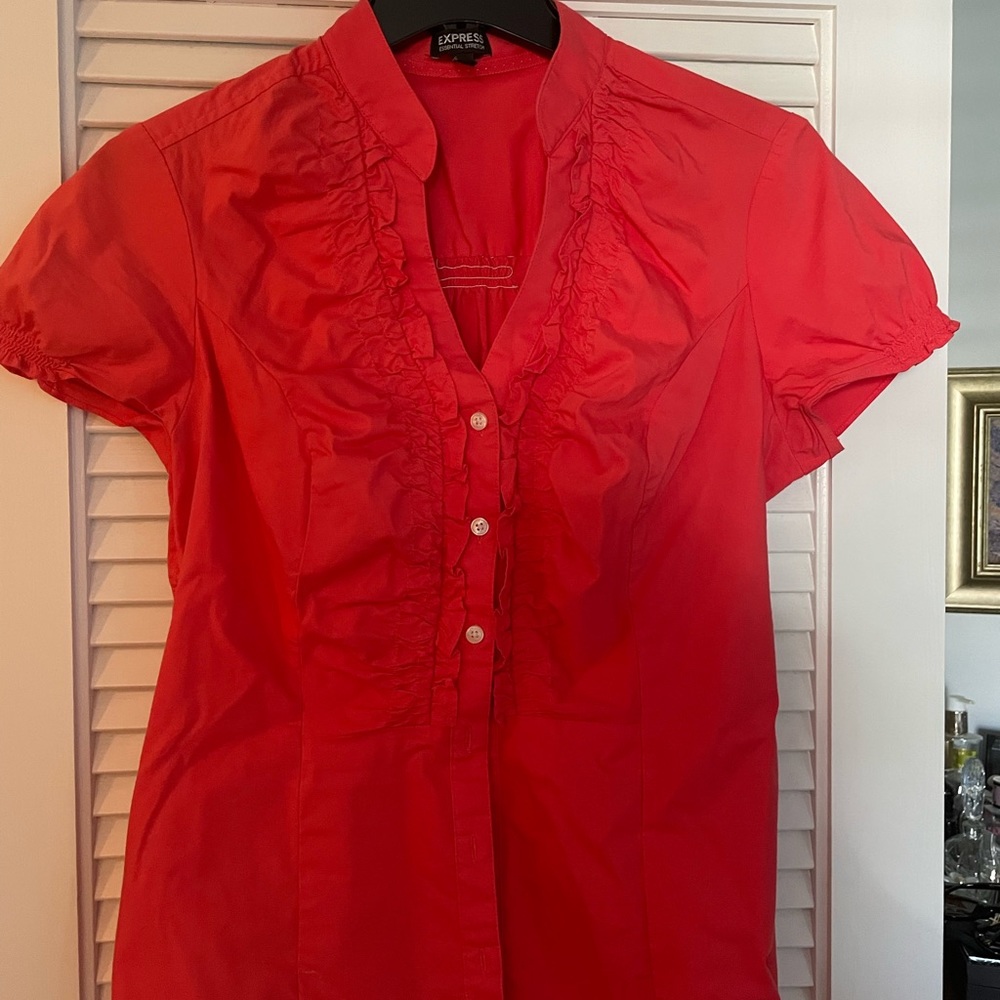 Red Ruffle Blouse